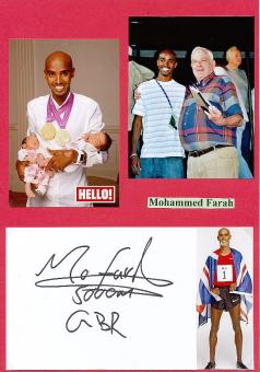 Mo Farah  Großbritanien  4 x  Olympiasieger   Leichtathletik  Autogramm Karte original signiert 