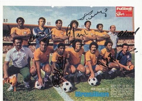 Brasilien Nationalteam  70er  Cerezzo usw. Mannschaftsbild Fußball Autogramm  original signiert 