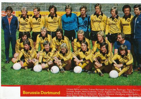 Borussia Dortmund   1977  Burgsmüller,Rehhagel usw. Mannschaftsbild Fußball Autogramm  original signiert 