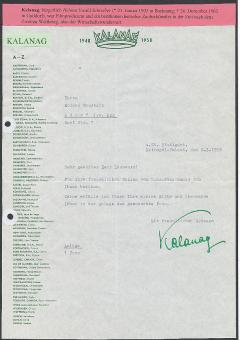 "Kalanag" Helmut Ewald Schreiber † 1963  Zauberkünstler  Filmproduzent  & TV Autogramm Brief original signiert 