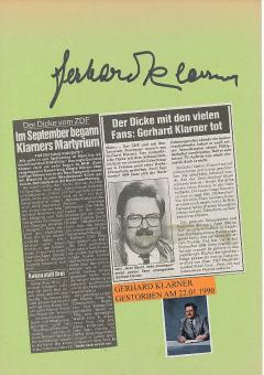 Gerhard Klarner † 1990  ZDF  Heute Nachrichtensprecher TV Autogramm Karte original signiert 