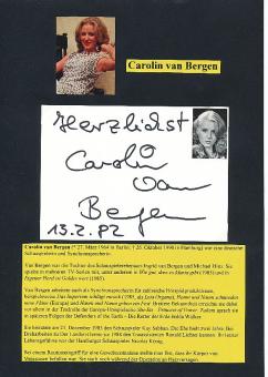 Carolin van Bergen † 1990  Film & TV Autogramm Karte original signiert 