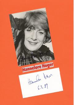 2  x  Hannelore Hoger  Film & TV Autogrammkarte + Karte original signiert 