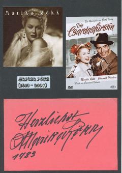 Marika Rökk † 2004  Film & TV Autogramm Karte original signiert 