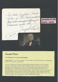 Joseph Plaut † 1966 Rezitator Dichter  Film & TV Autogramm Blatt original signiert 