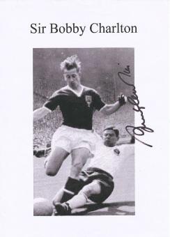 Sir Bobby Charlton  England Weltmeister  WM 1966  Fußball Autogramm Blatt  original signiert 