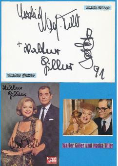 2  x  Walter Giller † 2011 & Nadja Tiller  Film & TV Autogrammkarte + Karte original signiert 
