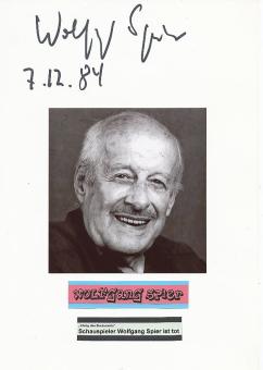 Wolfgang Spier † 2011  Film &  TV Autogramm Karte original signiert 
