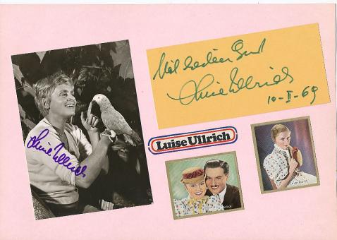 2  x  Luise Ullrich † 1985  Film  & TV Autogrammkarte + Karte original signiert 