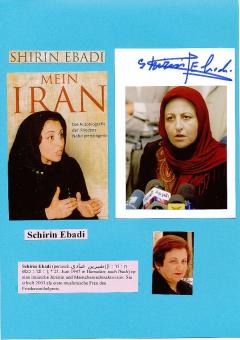 Shirin Ebadi  Iran  Friedens Nobelpreis 2003  Autogramm Karte original signiert 