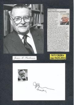 James M. Buchanan † 2013  USA  Nobelpreis 1986  Wirtschafts Wissenschaften  Autogramm Karte original signiert 
