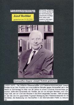 Józef Rotblat † 2005  Friedens Nobelpreis 1995   Autogramm Foto original signiert 