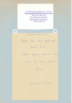 Gott Heinrich Gies  Prophet Sekte  Autogramm Brief original signiert 