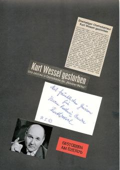Kurt Wessel † 1976  Journalist  Autor   Autogramm Karte original signiert 