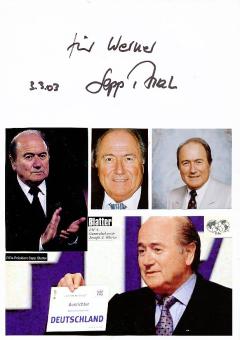Sepp Blatter  Schweiz   FIFA Präsident Fußball  Autogramm Karte original signiert 