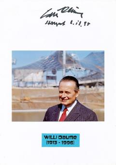 Willi Daume † 1996  NOK  Präsident  Deutschland  Autogramm Karte original signiert 