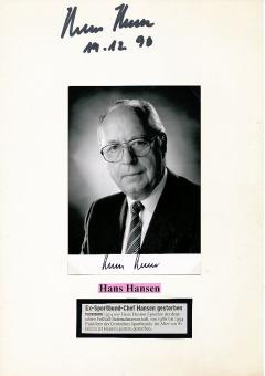 2  x  Hans Hansen † 2007 DSB Präsident  Sportbund Funktionär Deutschland  Autogramm Karte & Foto original signiert 