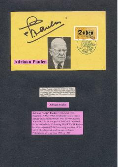Adriaan Paulen † 1985 Holland   IAAF  Präsident  Leichtathletik Funktionär  Autogramm Karte original signiert 