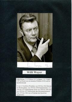 Willi Weyer † 1987  Politik Sportfunktionär Präsident Deutscher Sportbund   Autogramm Foto original signiert 