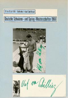 2  x  Olaf von Schilling † 2018   Schwimmen  Autogrammkarte + Karte   original signiert 