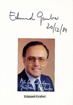 2  x  Edmund Gruber † 1996  ARD TV Moderator  Autogrammkarte + Karte   original signiert 