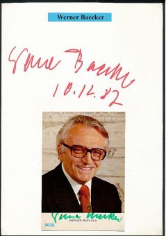 2  x  Werner Baecker † 1993  NDR  ARD TV Moderator  Autogrammkarte + Karte   original signiert 
