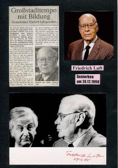 Friedrich Luft † 1990  SDR ARD TV Moderator  Autogramm Foto original signiert 