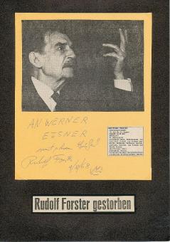 Rudolf Forster † 1968  Film &  TV Autogramm Karte original signiert 