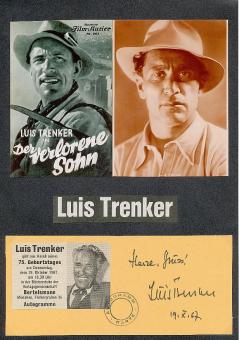 Luis Trenker † 1990  Film & Bergsteiger & Schriftsteller Autogramm Karte original signiert 