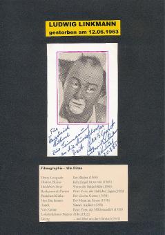 Ludwig Linkmann † 1963  Film &  TV Autogramm Karte original signiert 