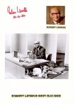 Robert Lembke † 1989  Was bin ich ?  TV  Moderator  TV Autogramm Karte original signiert 