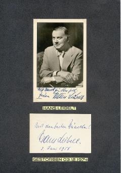 2  x  Hans Leibelt † 1974  Film &  TV Autogrammkarte &  Blatt  original signiert 