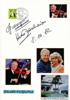2  x  Helmut Zacharias † 2002  Violinist &  Komponist   Musik  Autogrammkarte & Karte original signiert 