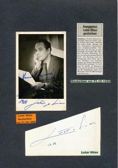 2  x  Lotar Olias † 1990  Komponist  Musik  Autogrammkarte + Blatt original signiert 