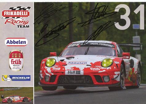 Matt Campbell,Romain Dumas,Mathieu Jaminet,Sven Müller  Porsche  Auto Motorsport  Autogrammkarte  original signiert 