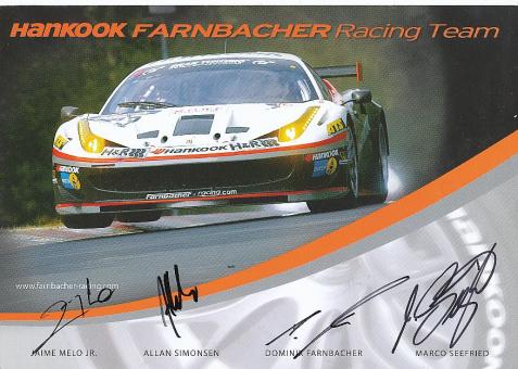 Mimo Melo Jr.,Allan Simonsen,Marco Seefried,Dominik Farnbacher Ferrari  Auto Motorsport  Autogrammkarte  original signiert 