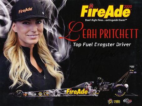 Leah Pritchett  USA Dragstar  Auto Motorsport  Autogrammkarte  original signiert 