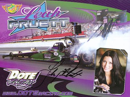Leah Pruett  USA Dragstar  Auto Motorsport  Autogrammkarte  original signiert 