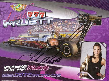 Leah Pruett  USA Dragstar  Auto Motorsport  Autogrammkarte  original signiert 