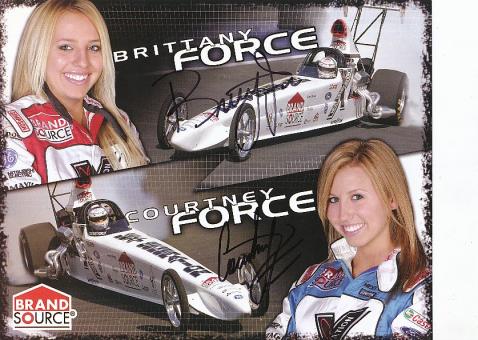 Brittany & Courtney Force  USA Dragstar  Auto Motorsport  Autogrammkarte  original signiert 
