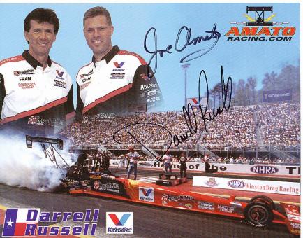 Joe Amato & Darrell Russell  USA Dragstar  Auto Motorsport  Autogrammkarte  original signiert 