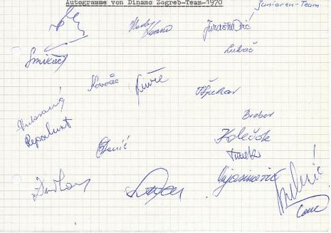 Dinamo Zagreb  1979 fast komplett  Fußball Autogramm Blatt original signiert 