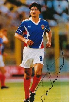 Darko Pancev  Jugoslawien WM 1990   Fußball Autogramm  30 x 20 cm Foto original signiert 