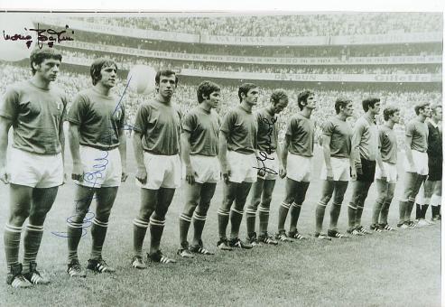 Italien WM 1970 mit Mario Bertini, Sandro Mazzola, Boninsegna  Fußball Autogramm 30 x 20 cm Foto original signiert 