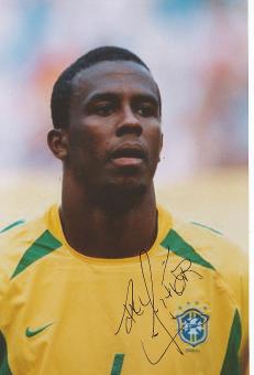 Roque Junior Brasilien Weltmeister WM 2002  Fußball Autogramm 30 x 20 cm Foto original signiert 