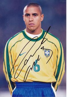 Roberto Carlos  Brasilien Weltmeister WM 2002  Fußball Autogramm 21 x 15 cm Foto original signiert 