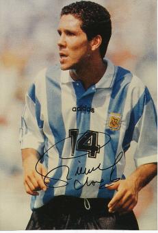 Diego Simeone Argentinien WM 1998  Fußball  Autogramm 30 x 20 cm Foto  original signiert 