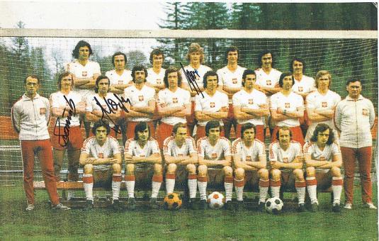 Polen WM 1974 mit: Gorgon, Szarmach, Maszzczyk  Fußball Autogramm 28 x 18 cm Foto original signiert 