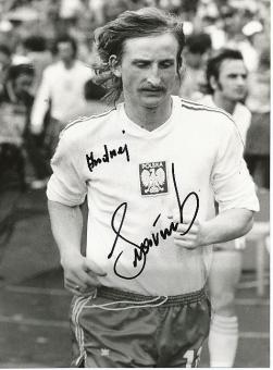 Andrzej Szarmach  Polen WM 1974  Fußball Autogramm 24 x 17 cm Foto original signiert 