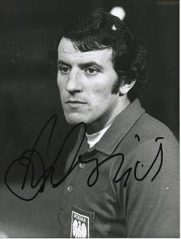 Adam Musial † 2020  Polen WM 1974  Fußball Autogramm 21 x 16 cm Foto original signiert 